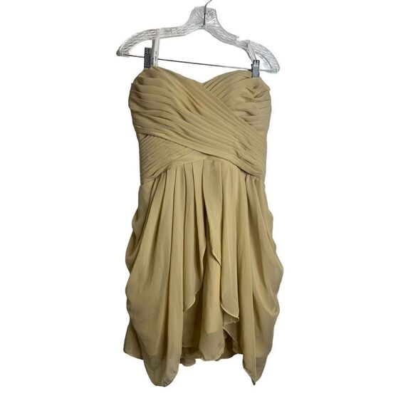 Champagne Short Chiffon Bridesmaid Dresss sz L - Picture 2 of 7
